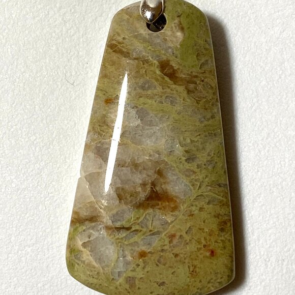 Natural Earthy Gogunjula Jasper Pendant, Large Genuine Green Gemstone Pendant - Picture 9 of 10